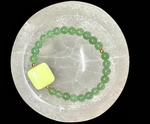 Abundance Bracelet (Aventurine with Lemon Chrysoprase Square Timepiece- Gold Knot)