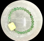 Abundance Bracelet (Aventurine with Lemon Chrysoprase Square Timepiece- Pyrite Knot)