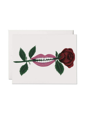 Rose in Mouth Greeting Card